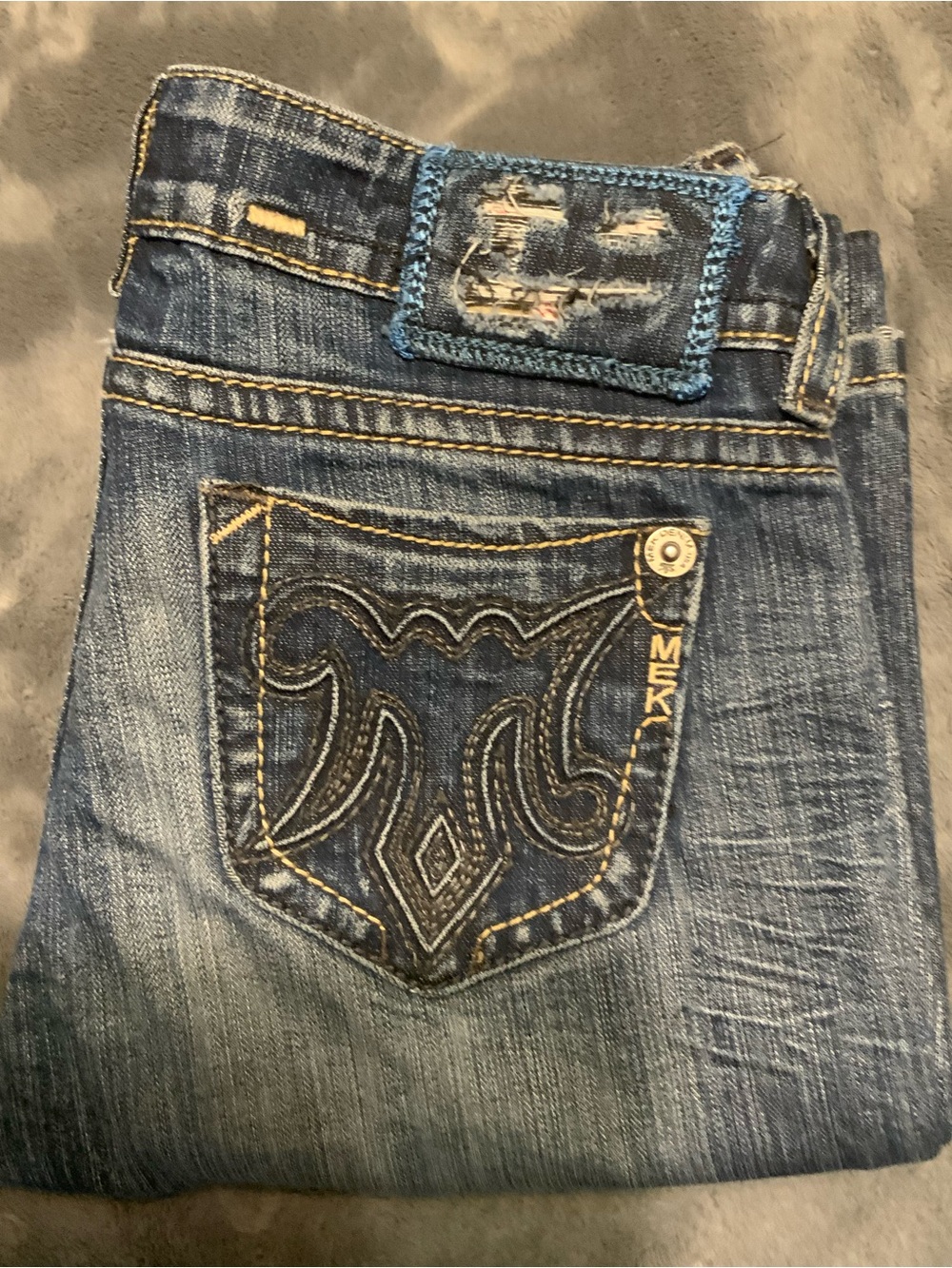 MEK Easton lightly distressed Dark Wash Jeans. Y2K Streetwear Western size 29/34